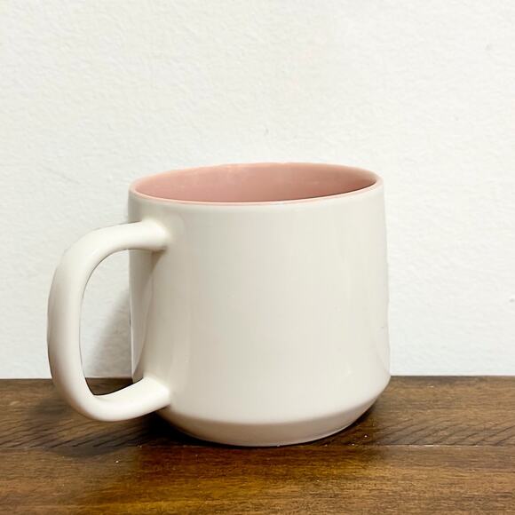 NWT: Threshold - Love ya, Mean it, Ivory & Pink, Two Tone, Stoneware Coffee Mug - Picture 3 of 4